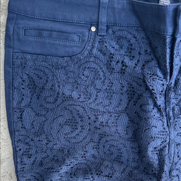 INC International Concepts Navy Patterned Skinny Pants - Picture 3 of 6